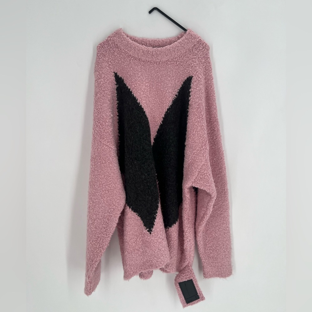 We11done Argyle Knit Oversized Sweater In Pink